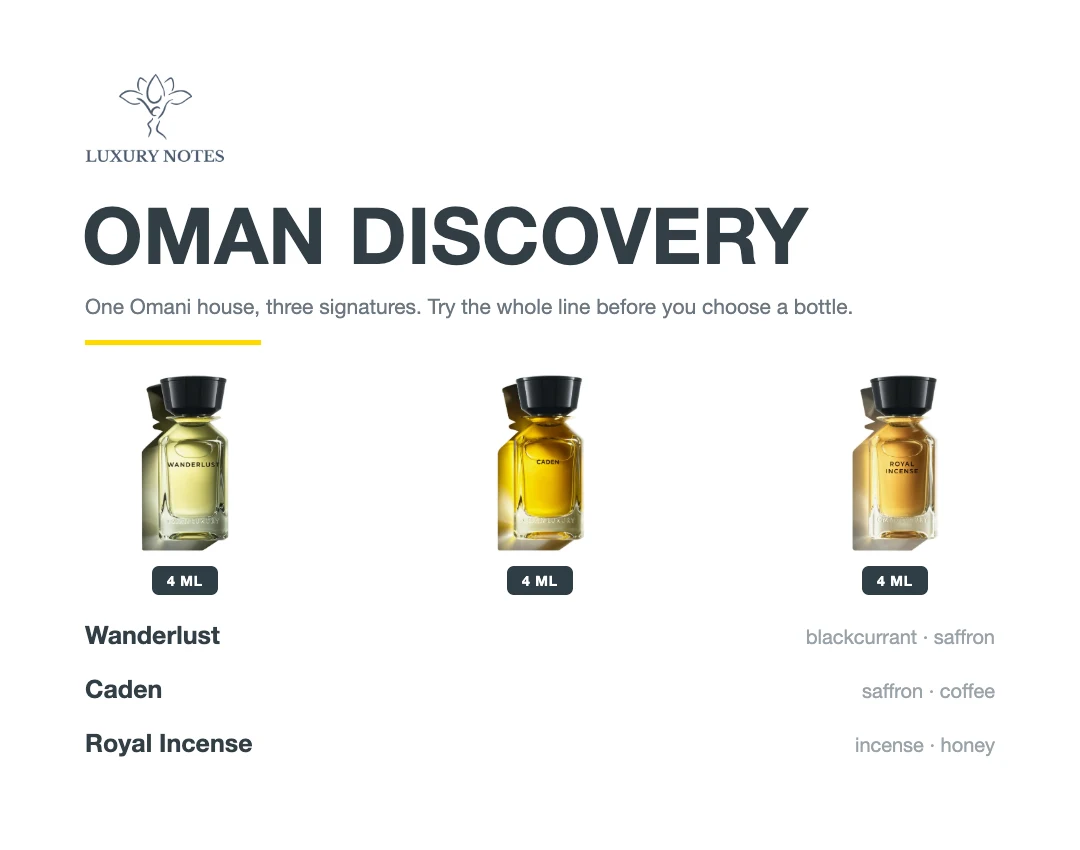 Oman Discovery: Oman Luxury Wanderlust, Oman Luxury Caden, Oman Luxury Royal Incense