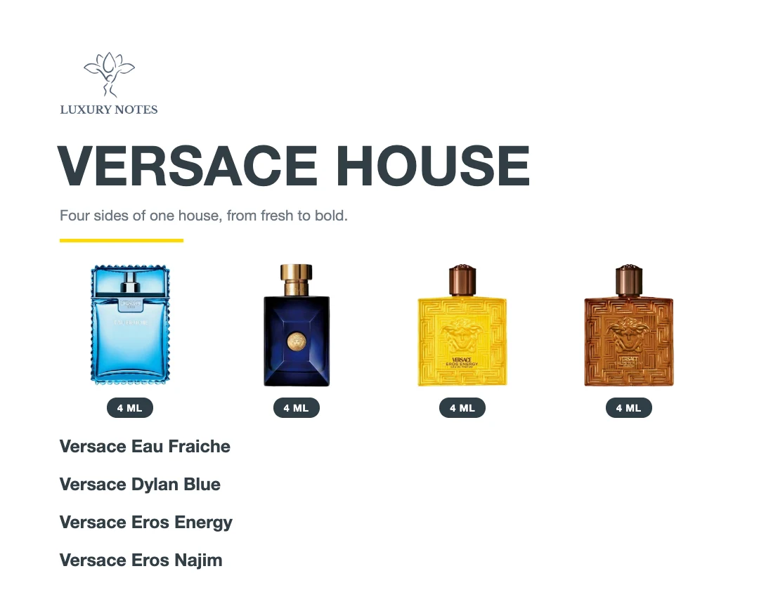 Versace House: Versace Eau Fraiche, Versace Dylan Blue, Versace Eros Energy, Versace EROS Najim